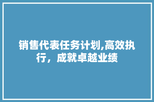 销售代表任务计划,高效执行，成就卓越业绩