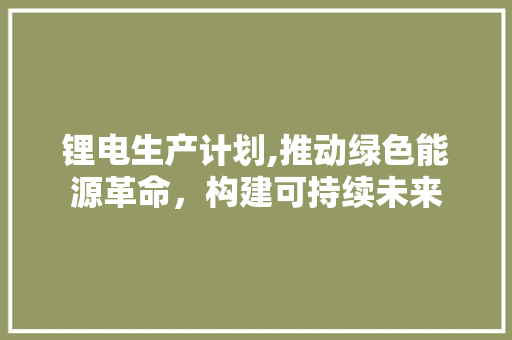 锂电生产计划,推动绿色能源革命，构建可持续未来