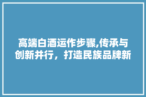 高端白酒运作步骤,传承与创新并行，打造民族品牌新高度