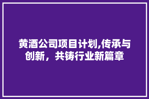 黄酒公司项目计划,传承与创新，共铸行业新篇章
