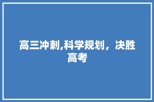 高三冲刺,科学规划，决胜高考