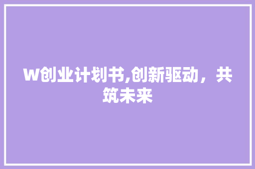 W创业计划书,创新驱动，共筑未来