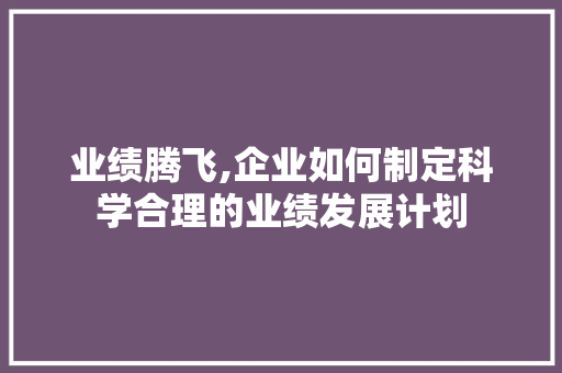 业绩腾飞,企业如何制定科学合理的业绩发展计划