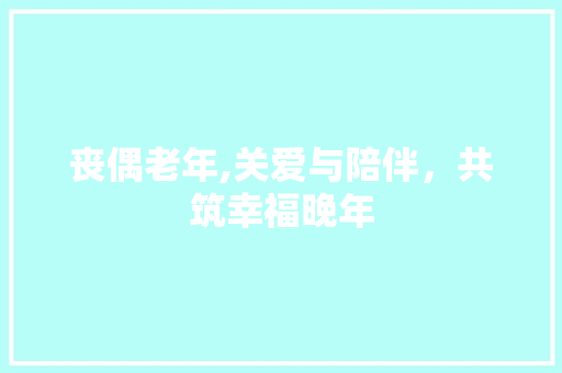 丧偶老年,关爱与陪伴，共筑幸福晚年
