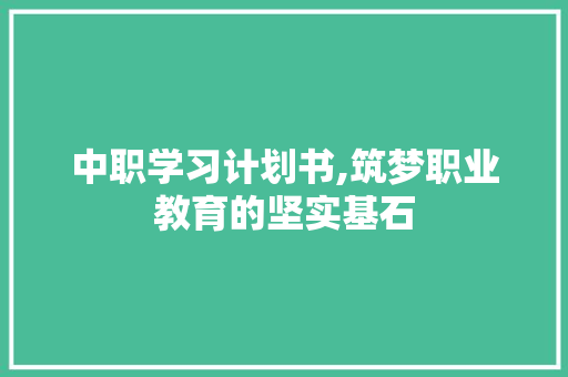 中职学习计划书,筑梦职业教育的坚实基石