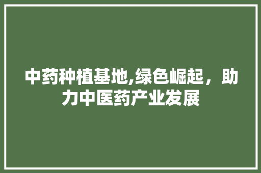 中药种植基地,绿色崛起，助力中医药产业发展