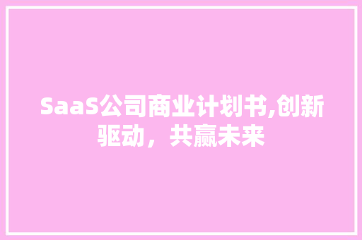 SaaS公司商业计划书,创新驱动，共赢未来