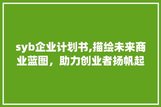 syb企业计划书,描绘未来商业蓝图，助力创业者扬帆起航