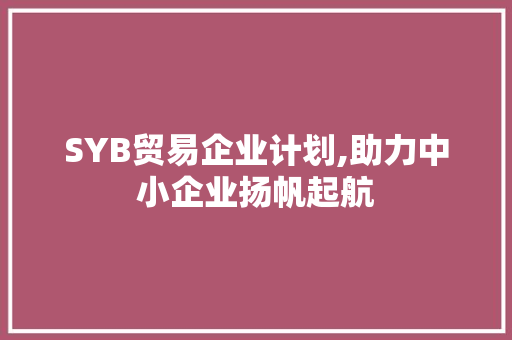 SYB贸易企业计划,助力中小企业扬帆起航 英语单词