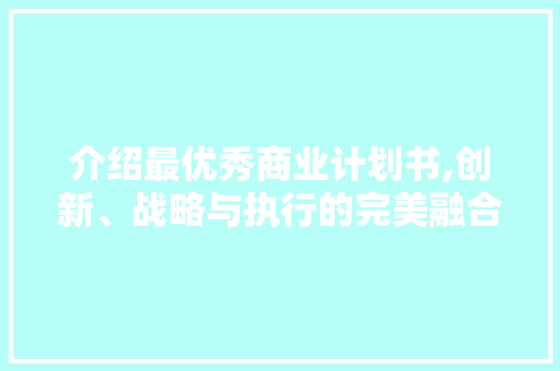 介绍最优秀商业计划书,创新、战略与执行的完美融合