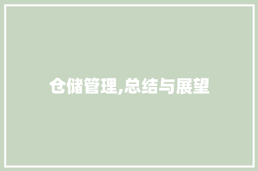 仓储管理,总结与展望