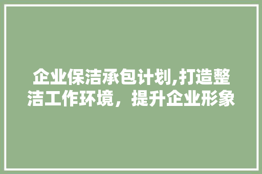 企业保洁承包计划,打造整洁工作环境，提升企业形象