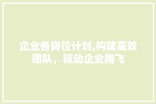 企业各岗位计划,构建高效团队，驱动企业腾飞