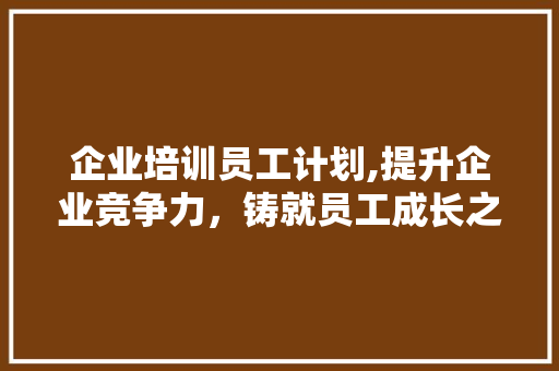企业培训员工计划,提升企业竞争力，铸就员工成长之路