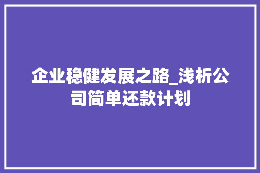 企业稳健发展之路_浅析公司简单还款计划