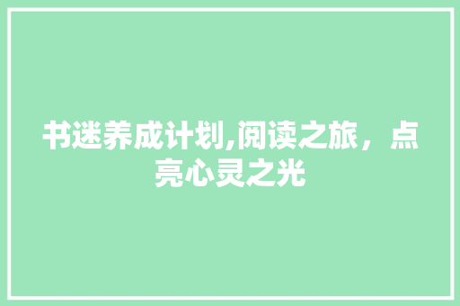 书迷养成计划,阅读之旅，点亮心灵之光