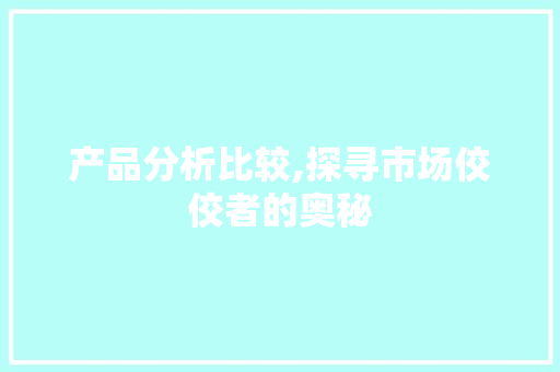 产品分析比较,探寻市场佼佼者的奥秘