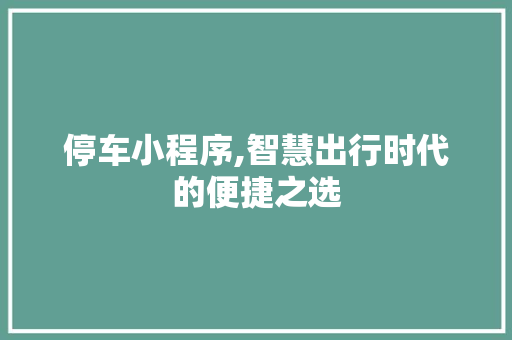 停车小程序,智慧出行时代的便捷之选 古代典籍