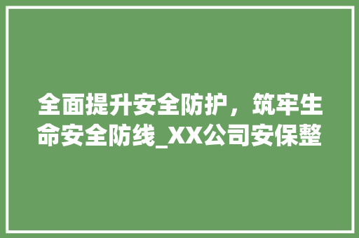 全面提升安全防护，筑牢生命安全防线_XX公司安保整改计划书