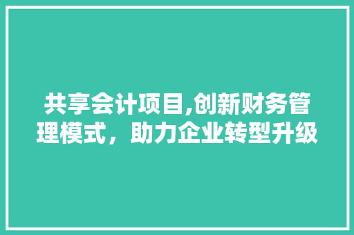 共享会计项目,创新财务管理模式，助力企业转型升级