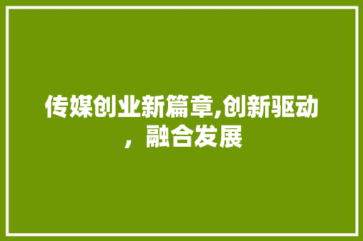 传媒创业新篇章,创新驱动，融合发展
