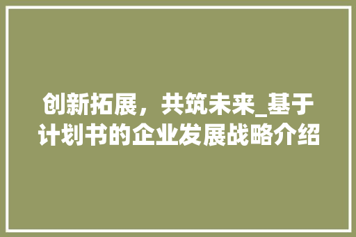 创新拓展，共筑未来_基于计划书的企业发展战略介绍