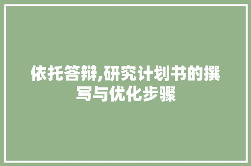 依托答辩,研究计划书的撰写与优化步骤
