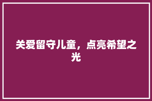 关爱留守儿童，点亮希望之光