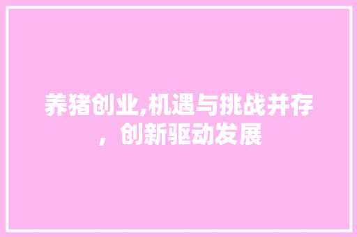 养猪创业,机遇与挑战并存，创新驱动发展