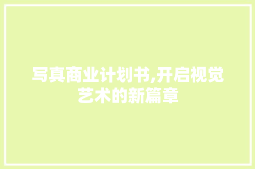 写真商业计划书,开启视觉艺术的新篇章