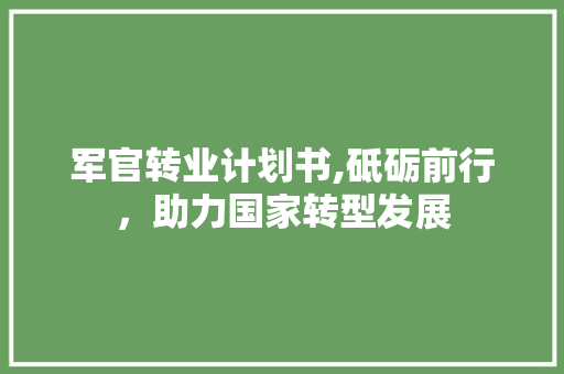 军官转业计划书,砥砺前行，助力国家转型发展 汉字拼音