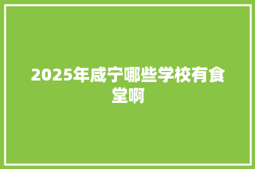 2025年咸宁哪些学校有食堂啊