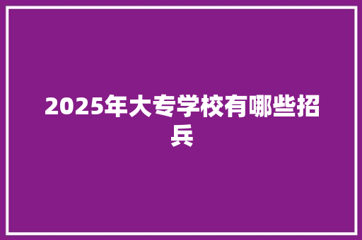 2025年大专学校有哪些招兵