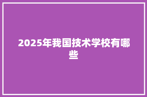 2025年我国技术学校有哪些
