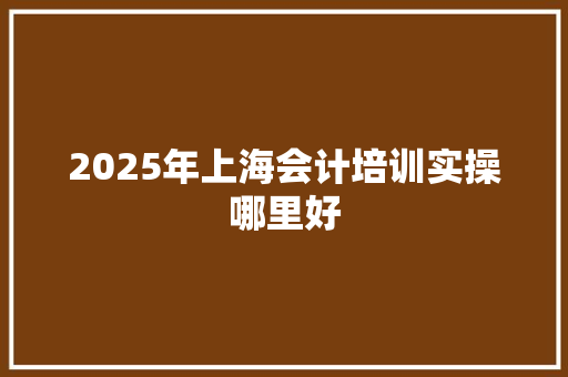 2025年上海会计培训实操哪里好