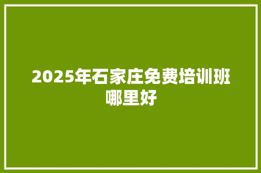 2025年石家庄免费培训班哪里好