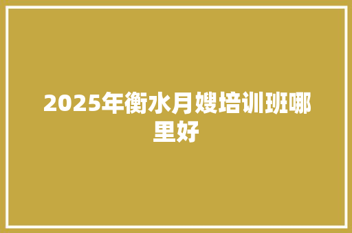 2025年衡水月嫂培训班哪里好