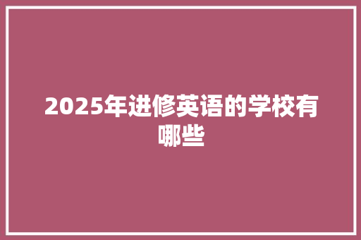 2025年进修英语的学校有哪些