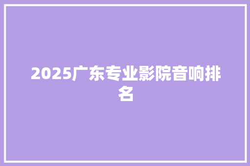 2025广东专业影院音响排名