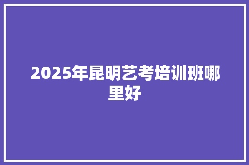 2025年昆明艺考培训班哪里好