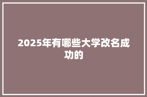 2025年有哪些大学改名成功的