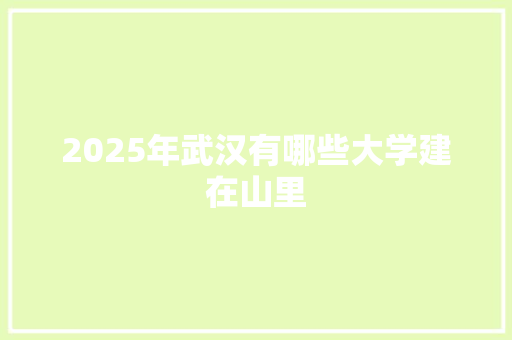 2025年武汉有哪些大学建在山里