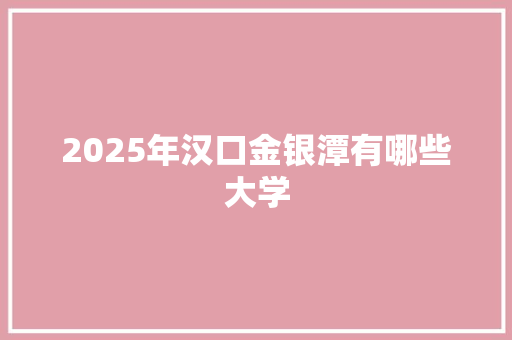 2025年汉口金银潭有哪些大学