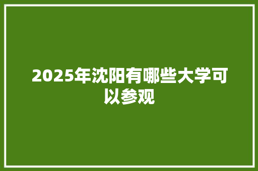 2025年沈阳有哪些大学可以参观