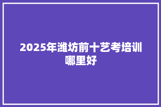 2025年潍坊前十艺考培训哪里好