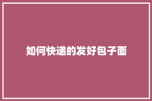如何快递的发好包子面