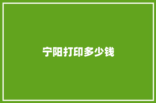 宁阳打印多少钱