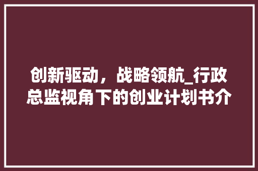 创新驱动，战略领航_行政总监视角下的创业计划书介绍