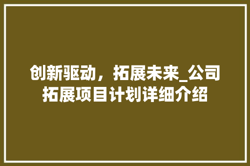 创新驱动，拓展未来_公司拓展项目计划详细介绍