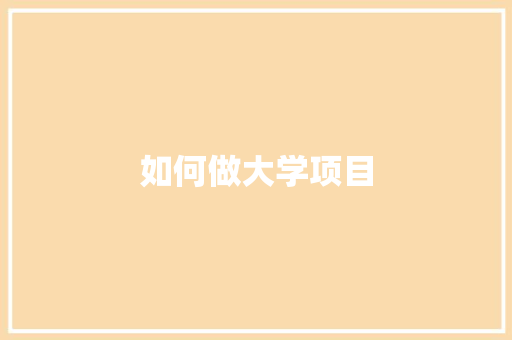 如何做大学项目